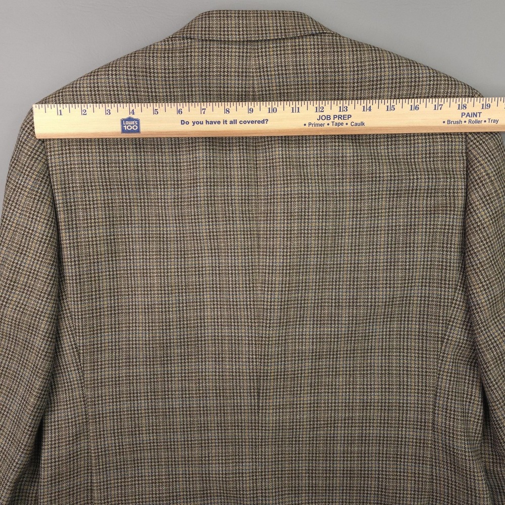 John W Nordstrom Blazer Mens 40R Brown Wool Houndstooth Tweed Sport Coat Jacket - Picture 14 of 15